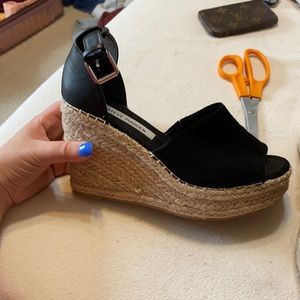 Steve Madden black suede espadrille wedges